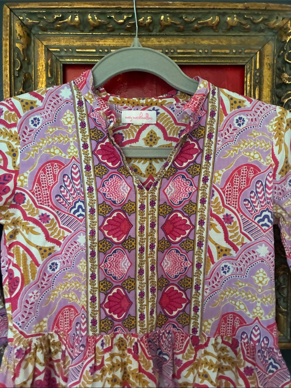 Mary marshmallow Pink & Gold Paisley Tunic Dress - Picture 3 of 6